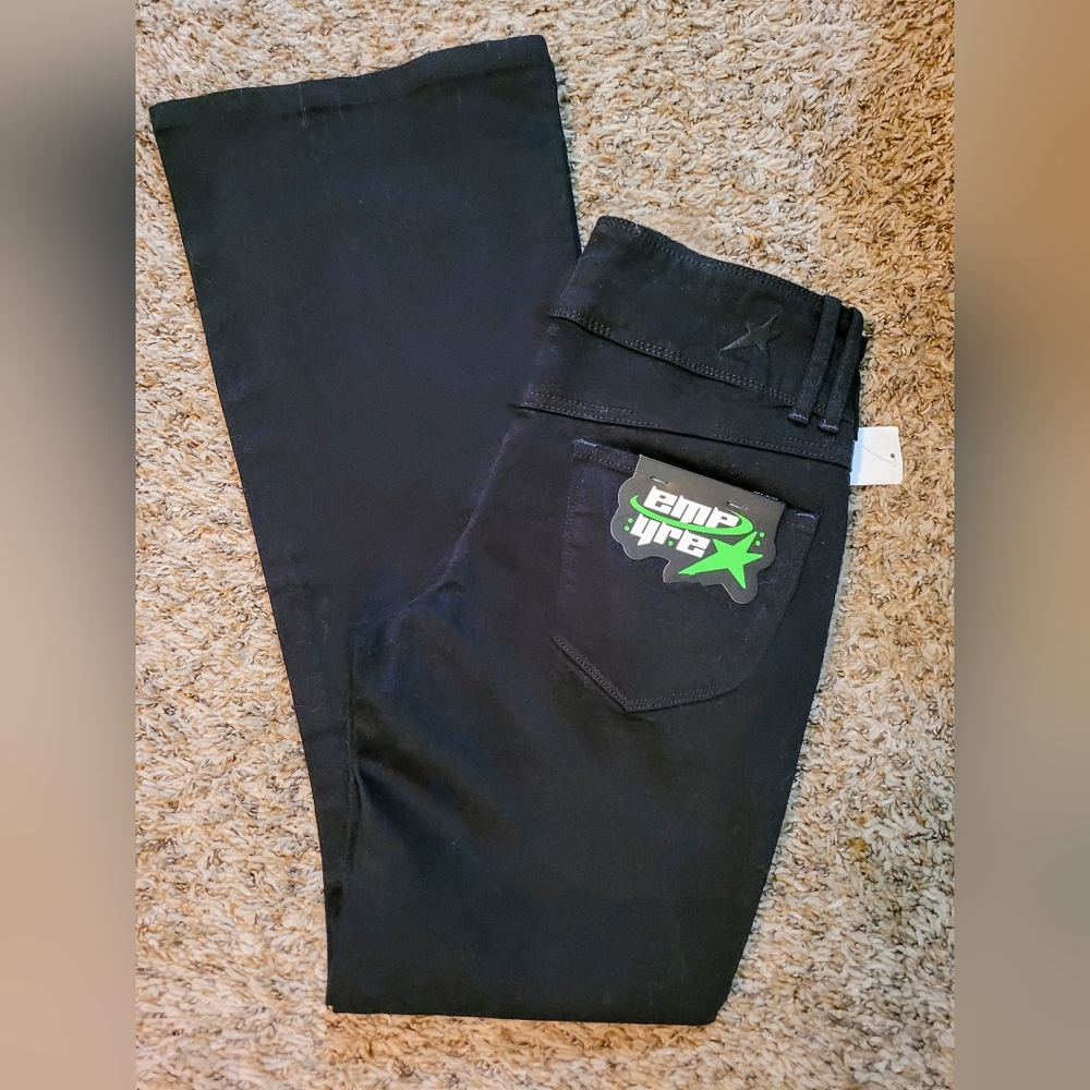 Zumiez Black Triple Button Bootcut Flare Lowrise Pants - Picture 2 of 8